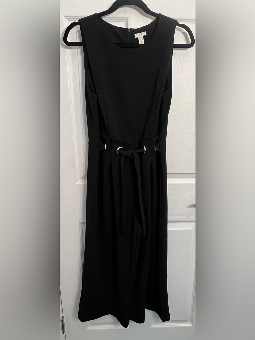 Spense Black Sleeveless Jumpsuit with Grommet Tie Detail